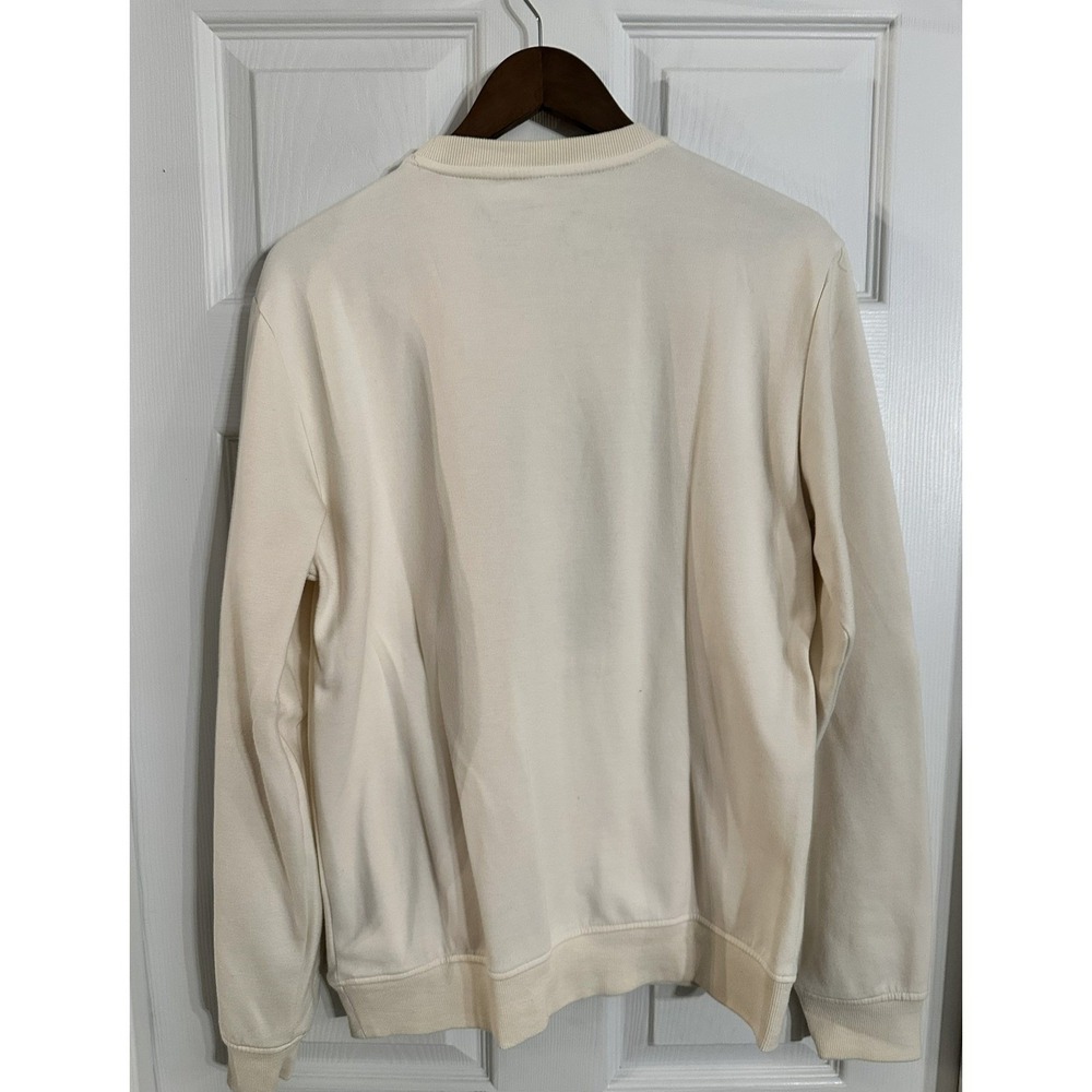 CIVILIZED Bear Graphic Crewneck Sweatshirt Cream Medium Long‎ Sleeve Pockets - Picture 2 of 7